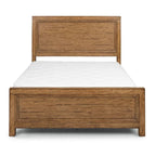 Lit Queen-Size avec Cadre en Bois Massif Fini Noyer Caramélisé, Meuble de Chambre Moderne