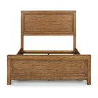 Lit Queen-Size avec Cadre en Bois Massif Fini Noyer Caramélisé, Meuble de Chambre Moderne