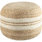 Pouf ottoman à rayures style ferme, tissu tissé, coussin de sol pour salon et chambre