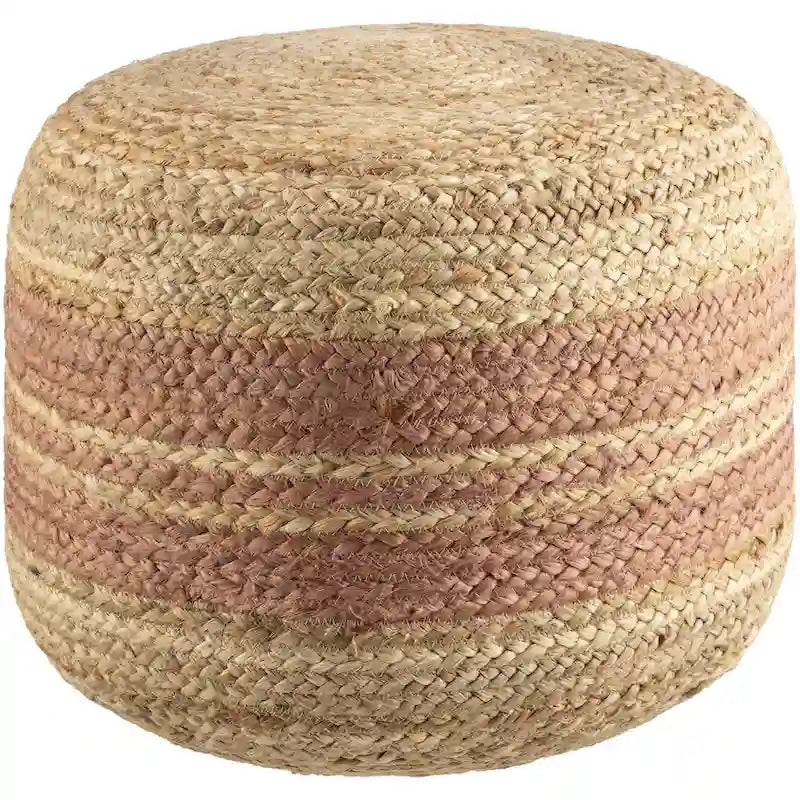 Pouf ottoman à rayures style ferme, tissu tissé, coussin de sol pour salon et chambre