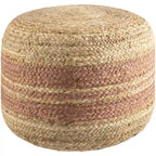 Pouf ottoman à rayures style ferme, tissu tissé, coussin de sol pour salon et chambre