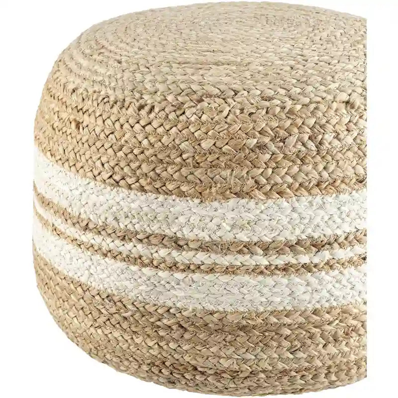 Pouf ottoman à rayures style ferme, tissu tissé, coussin de sol pour salon et chambre