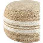 Pouf ottoman à rayures style ferme, tissu tissé, coussin de sol pour salon et chambre