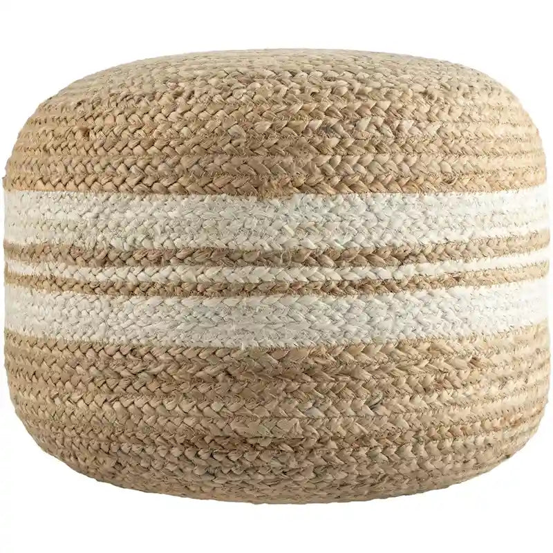 Pouf ottoman à rayures style ferme, tissu tissé, coussin de sol pour salon et chambre