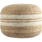 Pouf ottoman à rayures style ferme, tissu tissé, coussin de sol pour salon et chambre