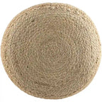 Pouf ottoman à rayures style ferme, tissu tissé, coussin de sol pour salon et chambre