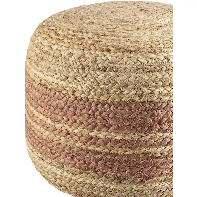 Pouf ottoman à rayures style ferme, tissu tissé, coussin de sol pour salon et chambre