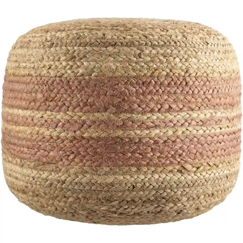 Pouf ottoman à rayures style ferme, tissu tissé, coussin de sol pour salon et chambre