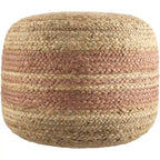 Pouf ottoman à rayures style ferme, tissu tissé, coussin de sol pour salon et chambre