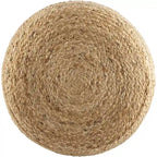 Pouf ottoman à rayures style ferme, tissu tissé, coussin de sol pour salon et chambre
