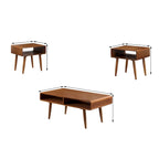 Ensemble de 3 tables d'appoint en bois de style Mid-Century, marron
