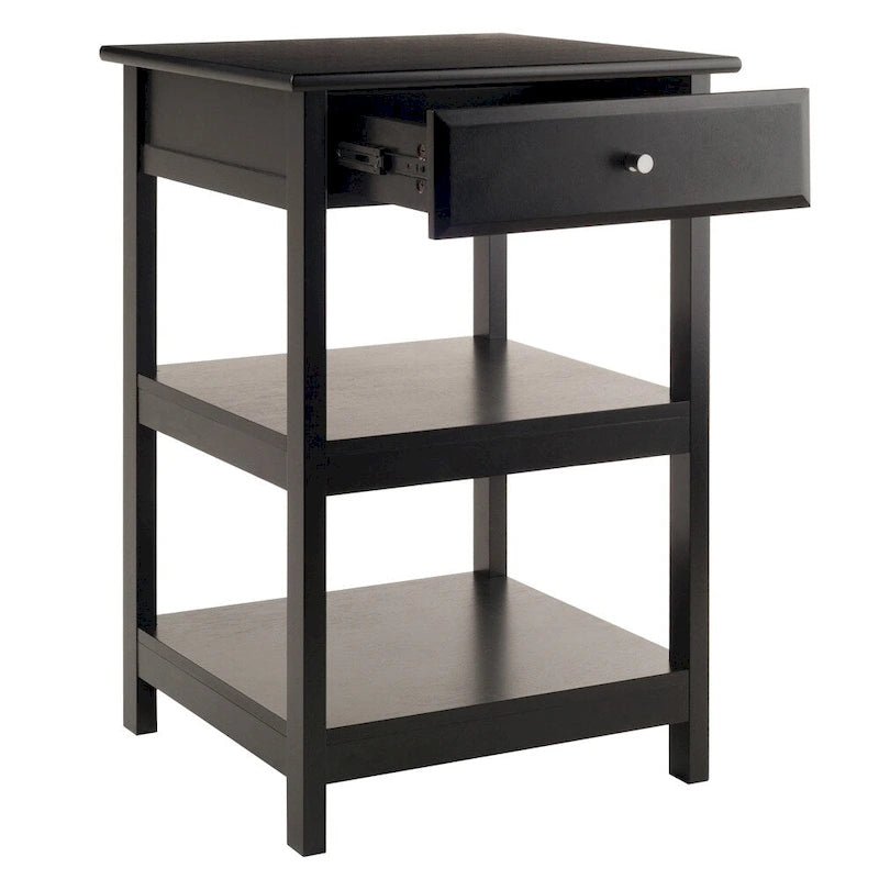 Meuble Imprimante Noir avec Rangement, Chariot Roulant Mobile pour Bureau à Domicile