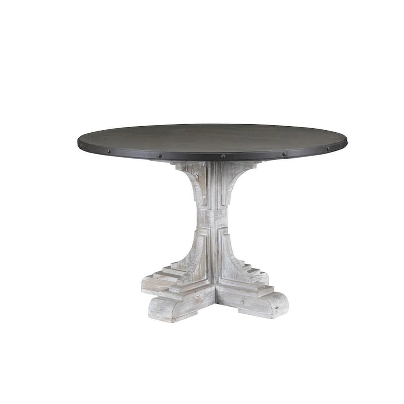 Table à manger ronde, style contemporain, piètement en bois massif, 4 places, cuisine et salle à manger