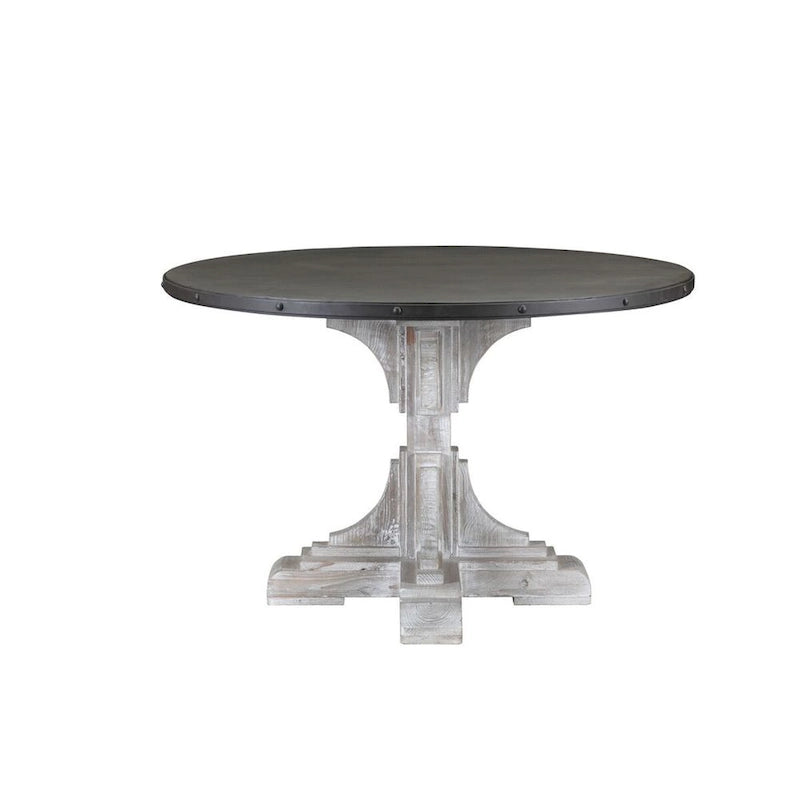 Table à manger ronde, style contemporain, piètement en bois massif, 4 places, cuisine et salle à manger