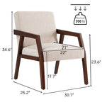 Fauteuil d'appoint Mid-Century Modern, Cadre en bois massif, Rembourré Marron/Blanc/Bleu, Salon