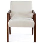 Fauteuil d'appoint Mid-Century Modern, Cadre en bois massif, Rembourré Marron/Blanc/Bleu, Salon