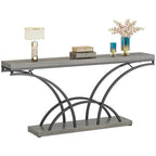 70.9 Table console en faux marbre avec pieds en métal en demi-lune pour entrée, tables d'appoint pour salon