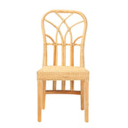 Chaise de salle à manger Monaco en acajou avec finition chêne marron et rotin naturel de style bohème moderne