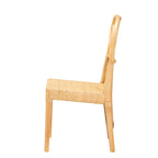 Chaise de salle à manger Monaco en acajou avec finition chêne marron et rotin naturel de style bohème moderne