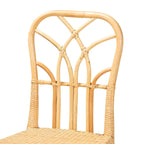 Chaise de salle à manger Monaco en acajou avec finition chêne marron et rotin naturel de style bohème moderne