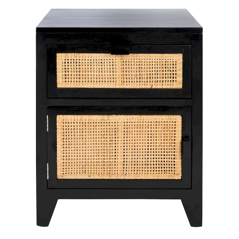 Table de chevet 1 tiroir 1 porte Coastal, style Dalia, table d'appoint de chambre avec rangement