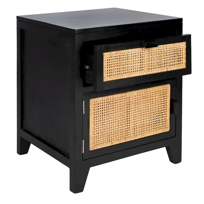 Table de chevet 1 tiroir 1 porte Coastal, style Dalia, table d'appoint de chambre avec rangement