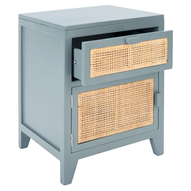 Table de chevet 1 tiroir 1 porte Coastal, style Dalia, table d'appoint de chambre avec rangement