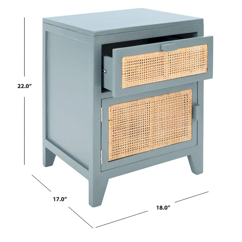 Table de chevet 1 tiroir 1 porte Coastal, style Dalia, table d'appoint de chambre avec rangement