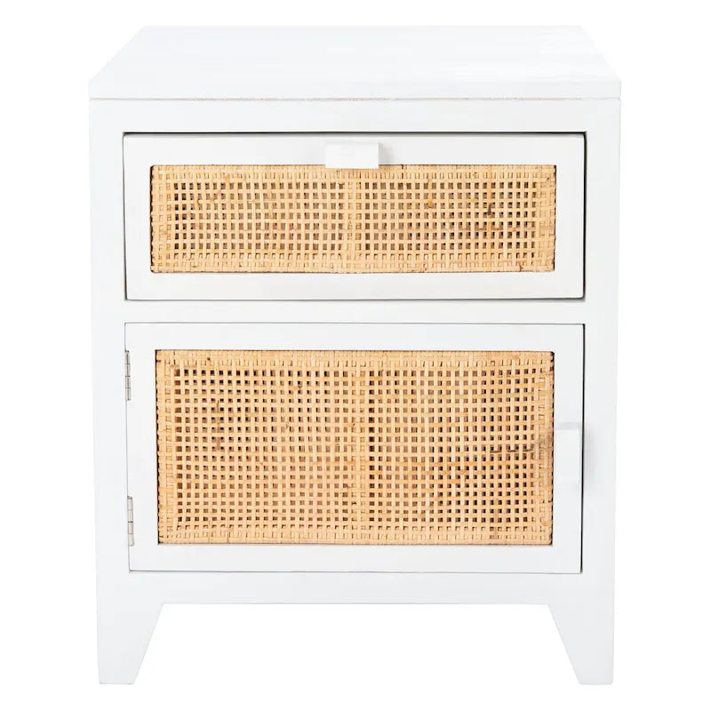 Table de chevet 1 tiroir 1 porte Coastal, style Dalia, table d'appoint de chambre avec rangement