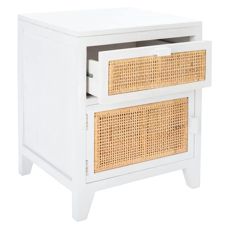 Table de chevet 1 tiroir 1 porte Coastal, style Dalia, table d'appoint de chambre avec rangement