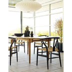 Chaise à accoudoirs rouge moderne en bois, dossier en Y ouvert, contemporaine pour cuisine, salle à manger avec assise tressée