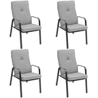 Lot de 4 chaises de salle à manger empilables de jardin avec coussins à dossier haut - 29 x 22 x 35,5 (L x l x H)