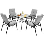 Lot de 4 chaises de salle à manger empilables de jardin avec coussins à dossier haut - 29 x 22 x 35,5 (L x l x H)