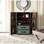 Meuble de Bar de Rangement Beige avec Étagères, 24Lx18Px42H Pouces, Meuble à Alcool Moderne pour Salon