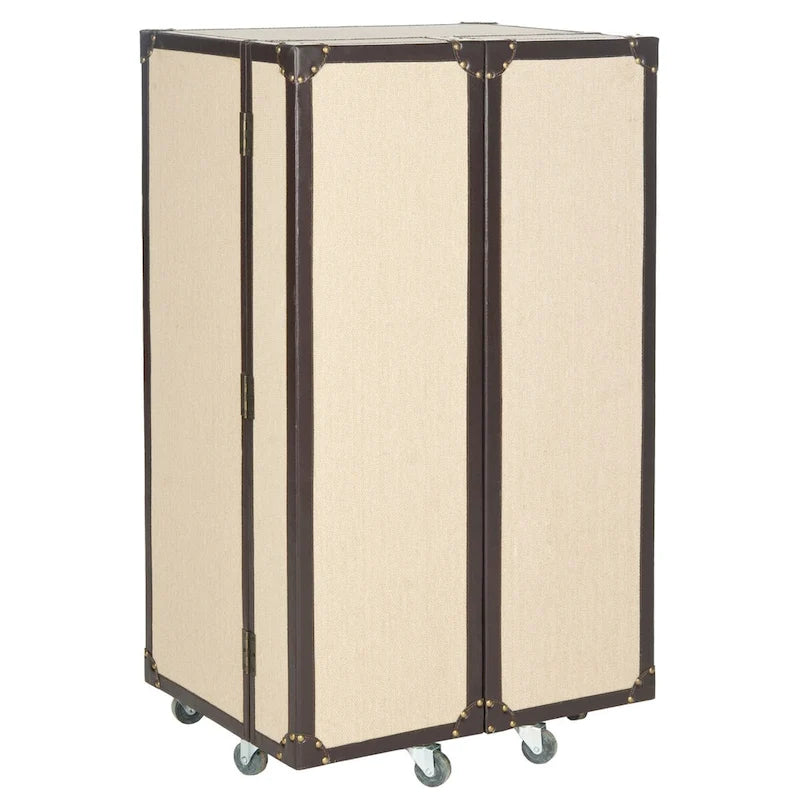 Meuble de Bar de Rangement Beige avec Étagères, 24Lx18Px42H Pouces, Meuble à Alcool Moderne pour Salon