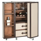 Meuble de Bar de Rangement Beige avec Étagères, 24Lx18Px42H Pouces, Meuble à Alcool Moderne pour Salon