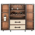 Meuble de Bar de Rangement Beige avec Étagères, 24Lx18Px42H Pouces, Meuble à Alcool Moderne pour Salon