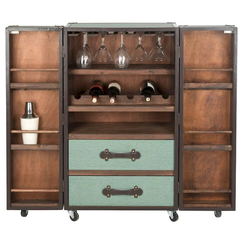 Meuble de Bar de Rangement Beige avec Étagères, 24Lx18Px42H Pouces, Meuble à Alcool Moderne pour Salon