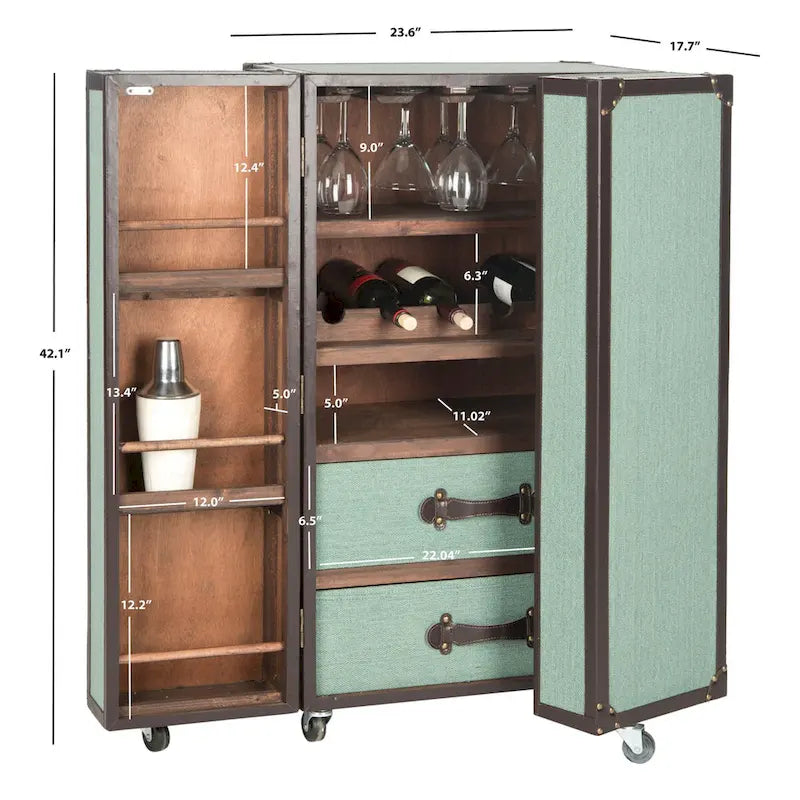 Meuble de Bar de Rangement Beige avec Étagères, 24Lx18Px42H Pouces, Meuble à Alcool Moderne pour Salon