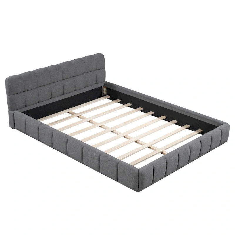 Lit plateforme capitonné avec tissu épais