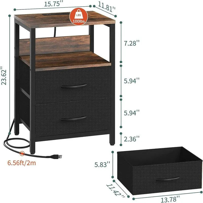 Table de chevet avec station de recharge