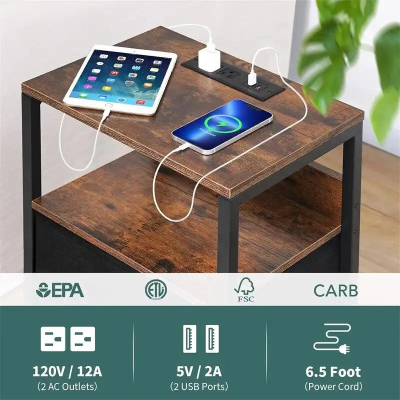 Table de chevet avec station de recharge