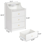 Table de chevet à 3 tiroirs avec USB