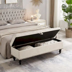 Banc de lit/ottoman de 59 po avec rangement en tissu