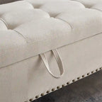 Banc de lit/ottoman de 59 po avec rangement en tissu
