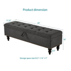 Banc de lit/ottoman de 59 po avec rangement en tissu