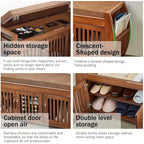 Banc de rangement à chaussures en bambou avec espace de rangement et coussin d'assise rembourré, pour entrée, salon, chambre, marron