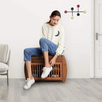 Banc de rangement à chaussures en bambou avec espace de rangement et coussin d'assise rembourré, pour entrée, salon, chambre, marron