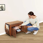 Banc de rangement à chaussures en bambou avec espace de rangement et coussin d'assise rembourré, pour entrée, salon, chambre, marron