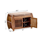 Banc de rangement à chaussures en bambou avec espace de rangement et coussin d'assise rembourré, pour entrée, salon, chambre, marron